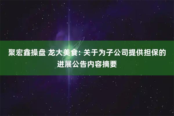 聚宏鑫操盘 龙大美食: 关于为子公司提供担保的进展公告内容摘要